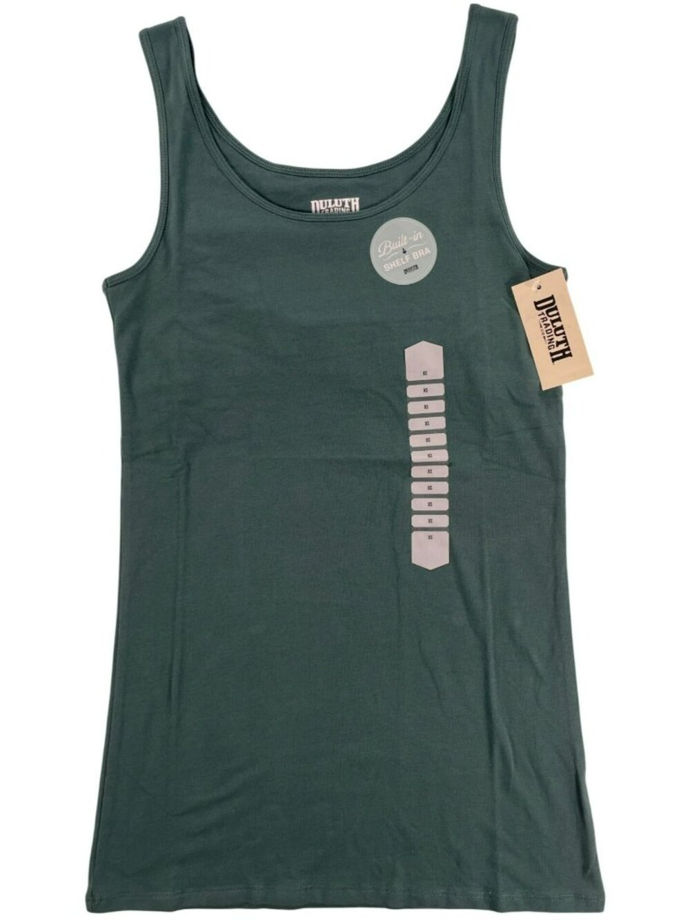 Duluth Trading No-Yank Shelf Bra Green Tank Top Casual Comfy Women's Size XS NEW